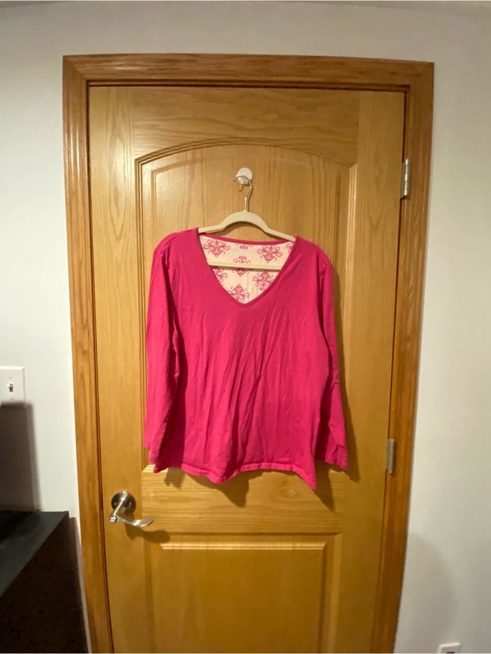 Laura Scott Women’s Pink Long Sleeve V Neck Sleep Shirt Size XL
